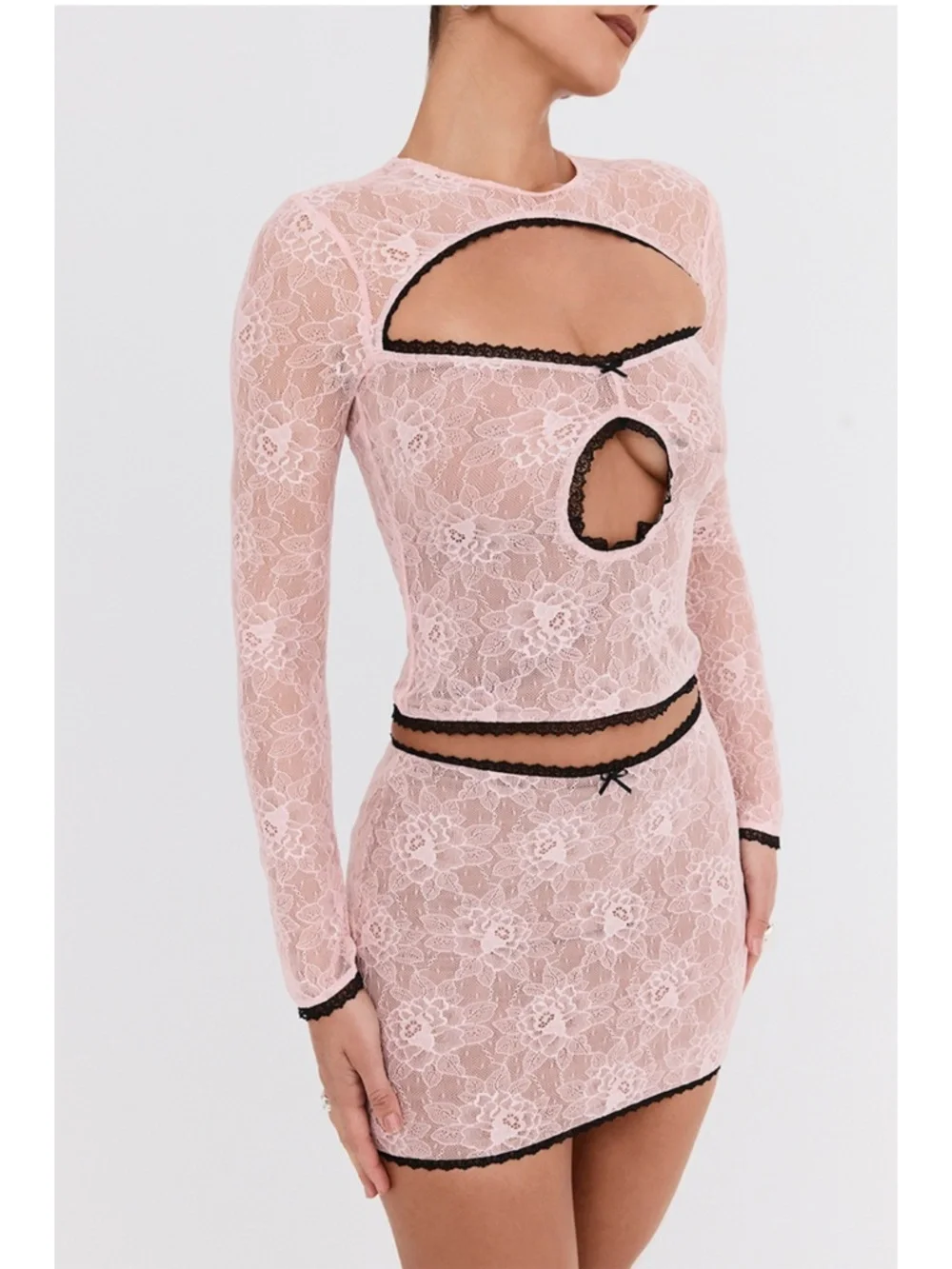 NEW Mistress Rocks Peony Lace Cutout Top & Skirt Set XS